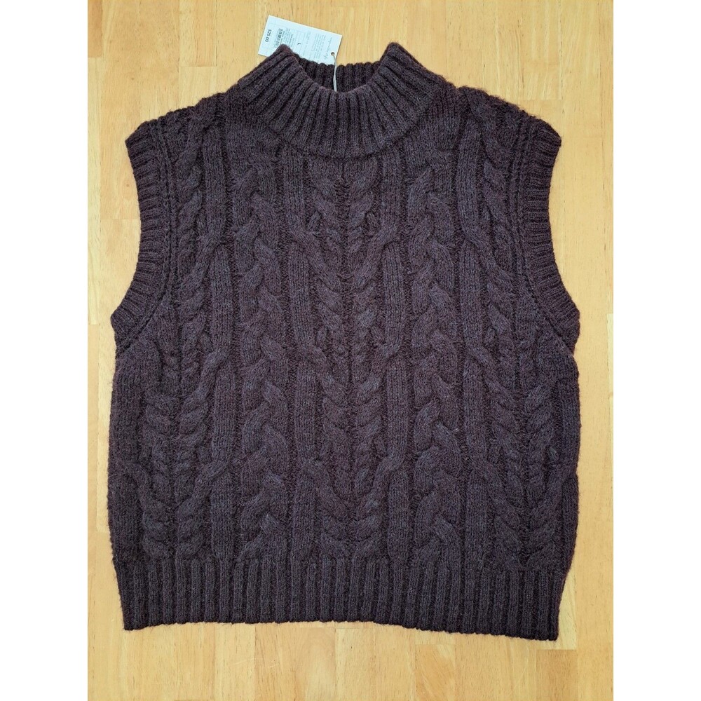 A New Day Womens Knit Sleeveless Crewneck Cropped Sweater Vest Dark Brown Large